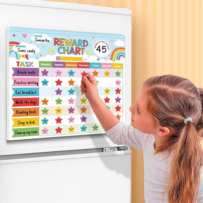 KEASKELL Reward Chart for Kids,Magnetic Behavior Chore Chart for Kids at Home,26 Rainbow Blue Chore Charts,1960 Star Stickers,56 Reward Stickers,Incentive Chore Chart to Develop Responsibility and Good Habits - Image 2